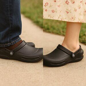 Crocs Bistro Unisex Black Slip Resistant Work Clogs Size W9 M7 Comfort Non Slip
